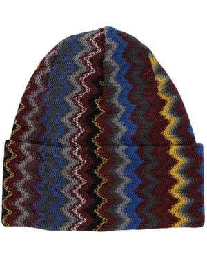 Missoni Accessoires ,Veelkleurig ,Wol Zigzag Wolmix Muts - Blauw