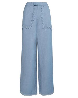 Hèst Broeken ,Blauw ,Denim Linnen Broek Faded Denim Geweven Broek