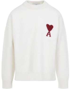 Ami Paris Round-Neck Knitwear - White