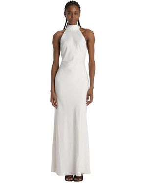 Misha Kleedjes ,Wit ,Polyester Lange Jurk Met Strik Op De Rug