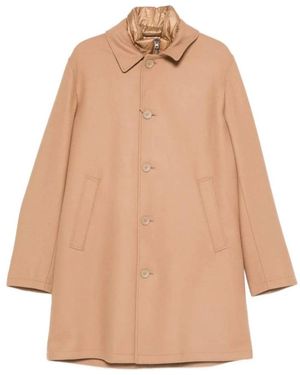 Herno Wollmischungs-Übermantel Mit Gestepptem Kragen - Natur