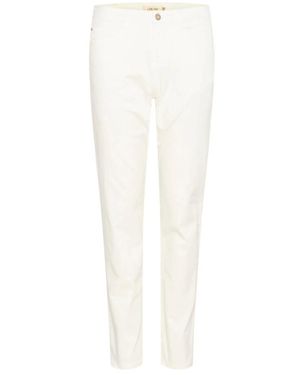 Cream Straight Trousers - Bianco