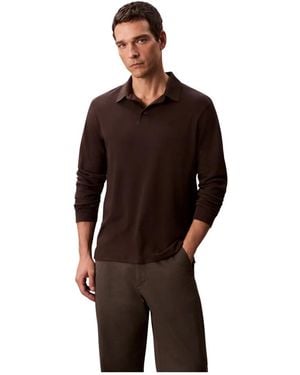 Calvin Klein Recht Katoenen Poloshirt - Bruin