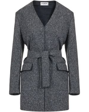 Iceberg Modisch Geschnittenes Boucl�-Kleid Mit V-Ausschnitt Und Doppeltem Gürtel - Schwarz