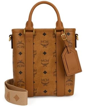 MCM Tassen ,Bruin ,Katoen Aren Mini Tote Bag Met Print