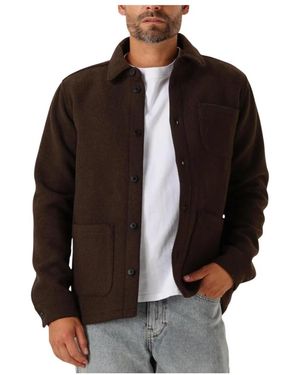 Les Deux Jassen ,Bruin ,Wol Jason Solid Wool Overshirt