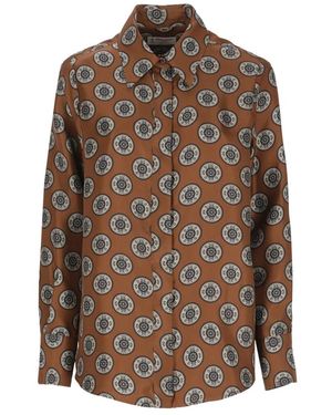 Alberto Biani Zijden Blouse - Bruin