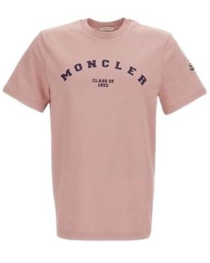 Moncler T-Shirt Met Korte Mouwen En Logoprint - Roze