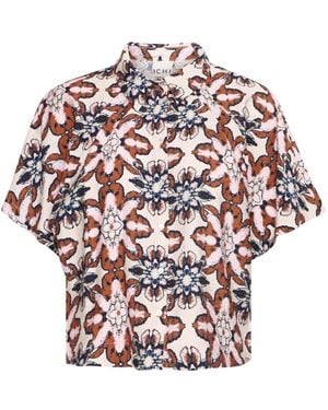 Ichi Folklore Flower Bluse - Rot