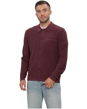 Anerkjendt Aksvend Strickjacke Mit Nadelrippenmuster - Rot