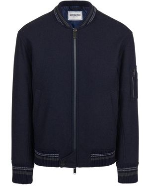Iceberg Regular Fit Jacke Aus Leichtem Bouclé: Raffinierte Textur, Urbane Haltung - Blau