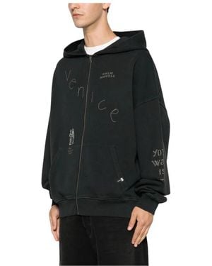 Palm Angels Zip-Through Sweatshirt - Zwart