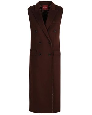 Gucci Wollen Double-Breasted Jas - Bruin