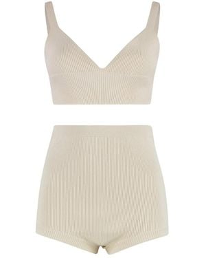 RED Valentino Geripptes Unterwäscheset Aus Viskose Polyamid - Weiß