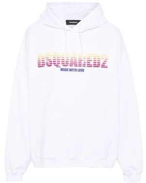DSquared² Hoodies & Sweatvesten ,Wit ,Katoen Logo-Print Katoenen Hoodie