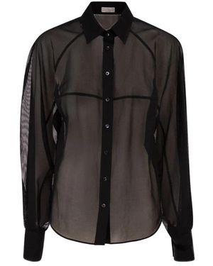 Brunello Cucinelli Overhemden ,Zwart ,Organza Organza Shirt