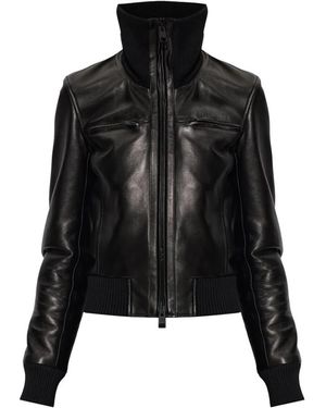 Balenciaga Leren Jas Met Opstaande Kraag - Zwart
