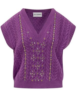 Des Phemmes V-Neck Knitwear - Violet