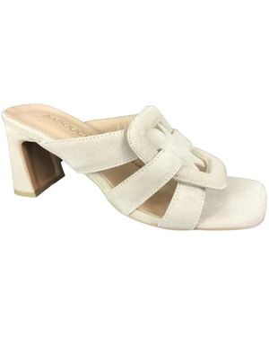Babouche Heeled Mules - Blanc