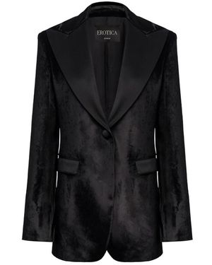 Dondup Single-Breasted Fluwelen Blazer - Zwart