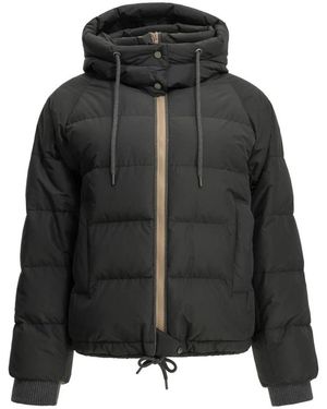 Brunello Cucinelli Jassen ,Zwart ,Katoen Taffeta Korte Donsjas