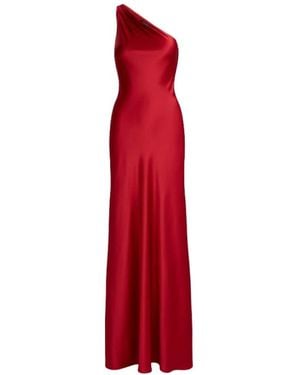 Ralph Lauren Kleedjes ,Rood ,Polyester Asymmetrische Maxi Jurk Met Eén Schouderband