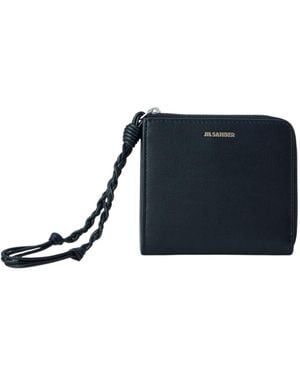 Jil Sander Accessoires ,Zwart ,Leer Tangle Portemonnee - Blauw