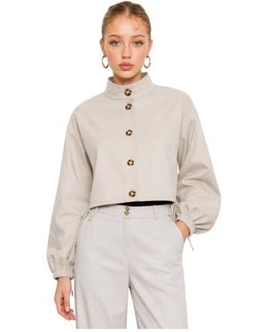 Kocca Jassen ,Cropped Jas Met Hoge Kraag - Naturel