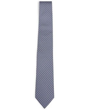 Ferragamo Accessoires ,Blauw ,Gancini Zijden Stropdas