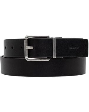 Calvin Klein Lässiger Gürtel Mit Rollenschnalle, 35Mm, Wendbar - Schwarz