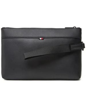 Tommy Hilfiger Accessoires ,Zwart ,Leer Compact Zip Pouch