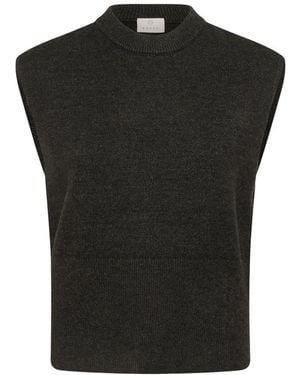 Kaffe Truien & Vesten ,Grijs ,Leer Truien - Zwart
