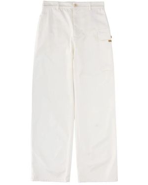 Marni Broeken ,Wit ,Katoen Gabardine Broek Met Cargozak