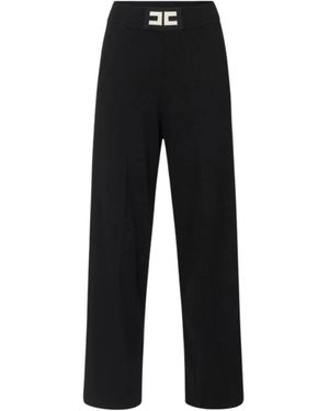 Elisabetta Franchi Schwarze Viskosehose Mit Seitenstreifen