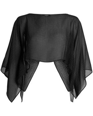 Balmain Monogram Strand-Oberteil Aus Chiffon - Schwarz