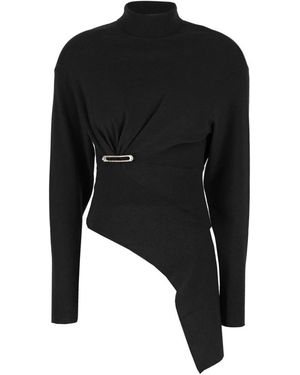 Lanvin Veiligheidsspeld Asymmetrische Coltrui Trui - Zwart
