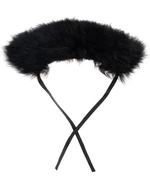 Marni Accessoires ,Zwart ,Leer Lammy Bontkraag
