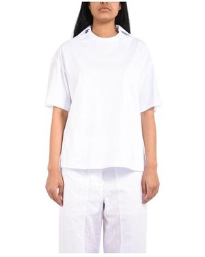MSGM Tops ,Wit ,Katoen T-Shirt Met Print