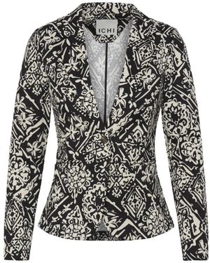 Ichi Jassen ,Veelkleurig ,Leer Ihkate Blazer - Zwart