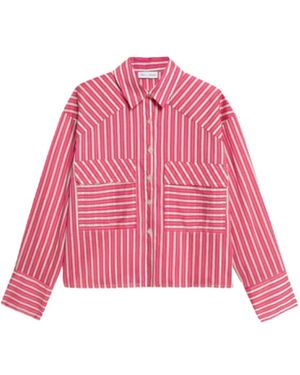 WEILI ZHENG Gestreiftes Baumwoll-Box-Fit-Hemd - Pink