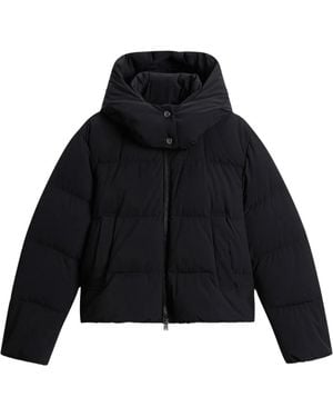Woolrich Matt Stretch Long Puffer Parka - Zwart