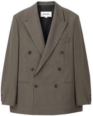 Tonywack Double-Breasted Melange Woo Blazer - Bruin