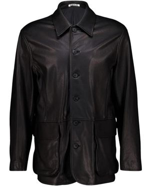 AURALEE Textured Lamb Leather Blouson - Schwarz