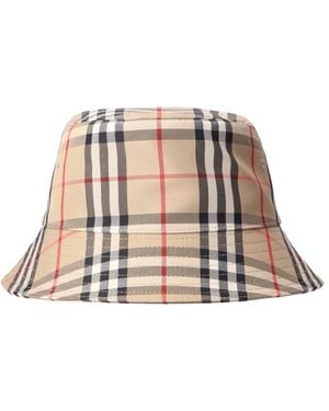 Burberry Check Motif Nylon Bucket Hat - Natural