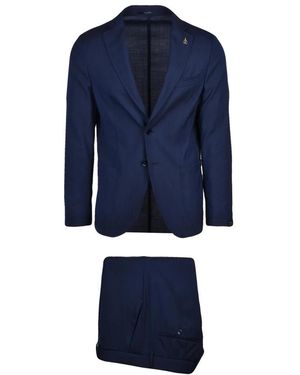 Paoloni Single Breasted Suits - Blauw