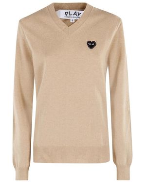 COMME DES GARÇONS PLAY V-Neck Knitwear - Neutre
