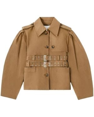 Ganni Werkkleding Canvas Korte Peplum Jas - Bruin