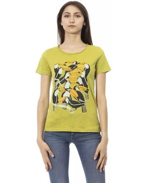 Trussardi Grünes tee mit chic front print - Gelb