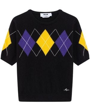 MSGM Rundhals-Strickware - Schwarz