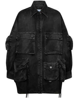 The Attico Schwarzer Kurzmantel Mit Taschen